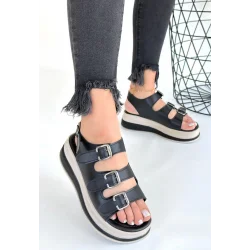 Jatay Siyah Cilt Sandalet