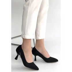 Jedi Siyah Süet Topuklu Ayakkabı