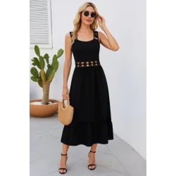 Kadın Askılı Dantel Detaylı Kiloş Janjan Krep Elbise