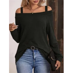 Kadın Askılı Iki Omuzu Açık Salaş Yün Viskon Bluz