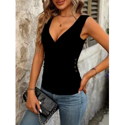 Kadın Askılı Kruvaze Yakalı Yandan Düğmeli Viskon Bluz