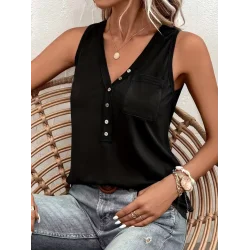 Kadın Askılı önden Düğmeli Viskon Bluz