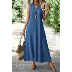 Kadın Askılı V Yakalı Uzun Elbise