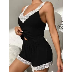 Kadın Askılı V Yakalı Viskon Bluz Ve Short Gecelik Takım