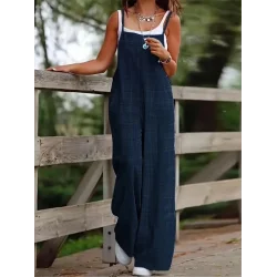 Kadın Askılı Yandan Fermuarlı Geniş Paçalı Valencia Tulum