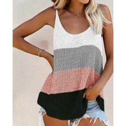 Kadın Askılı Yuvarlak Yaka Salaş Triko Bluz