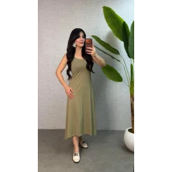 Kadın Askılı Yuvarlak Yaka Süprem Kumaş Elbise