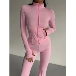 Kadın Balıkçı Yaka Cep Detaylı Ceket Ve Ispanyol Paça Spor Ikili Takım