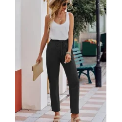 Kadın Beli Lastikli Keten Pantolon