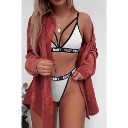 Kadın Beyaz Yazı Detaylı Ipli Sütyen Takımı – Modern, Konforlu ve Günlük Kombinlere Uygun