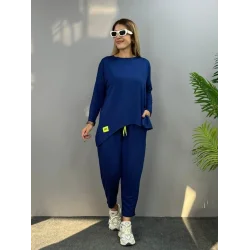 Kadın Iki Iplik Viskon Pamuk Kumaş Arma Detaylı Ikili Takım