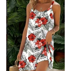 Kadın Ip Askılı çiçek Desenli Süprem Elbise