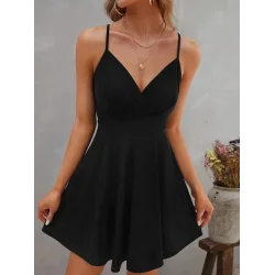 Kadın Ip Askılı Kruvaze Yakalı Kiloş Ithal Krep Elbise