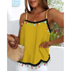 Kadın Ip Askılı Püskül Detaylı Sandy Bluz