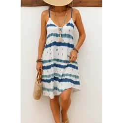 Kadın Ip Askılı V Yakalı Karışık Renkli Süprem Elbise