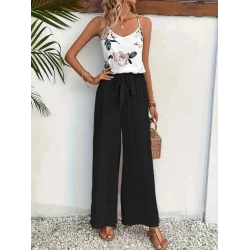 Kadın Ip Askılı V Yakalı Süprem Bluz Ve Aerobin Pantolon Ikili Takım