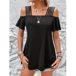 Kadın Kısa Kollu Beş Askılı Viskon Bluz