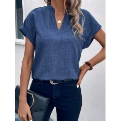 Kadın Kısa Kollu Hakim Yaka Sofya Bluz