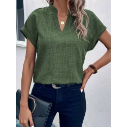 Kadın Kısa Kollu Hakim Yaka Sofya Bluz