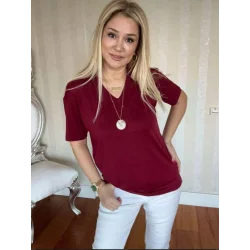 Kadın Kısa Kollu V Yaka Bluz