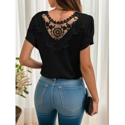 Kadın Kısa Kollu V Yakalı Viskon Bluz