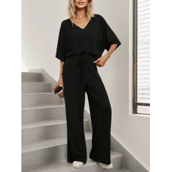 Kadın Kısa Kollu V Yakalı Viskon Bluz Ve Pantolon Ikili Takım