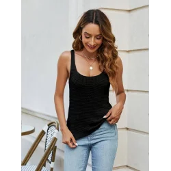 Kadın Kolsuz U Yaka Askılı Triko Bluz