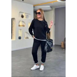 Kadın Modal Kumaş Payetli Sim Ve Ribanalı Detay Ikili Takım