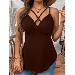 Kadın önden çapraz Askılı Uzun Vıskon Bluz