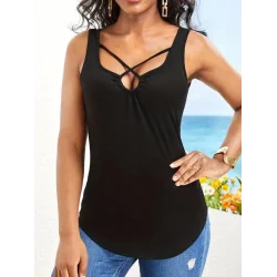 Kadın önden çapraz Detay şerit Askılı Viskon Bluz