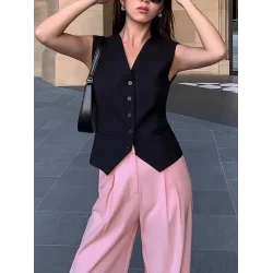 Kadın Sıfır Kollu önden Düğmeli Atlas Yelek