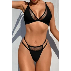 Kadın Siyah File Detaylı Iç Çamaşır Takımı – Modern, Konforlu ve Günlük Kombinlere Uygun