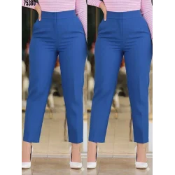 Kadın üste Oturan Paçası Bilek üzerinde Biten Krep Kumaş Pantolon 36 (S) - 50 (5XL)