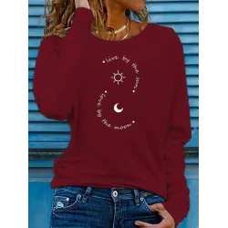 Kadın Uzun Kollu Bisiklet Yaka Desenli Viskon Bluz