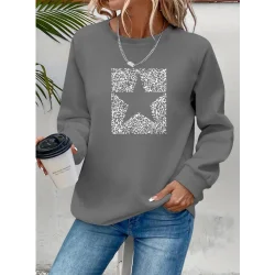 Kadın Uzun Kollu Bisiklet Yaka Desenli Viskon Iki Iplik Bluz