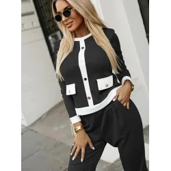 Kadın Uzun Kollu Bisiklet Yaka önden Düğmeli şardonlu Kaşkorse Bluz Ve Pantolon Ikili Takım