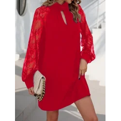 Kadın Uzun Kollu Damla Detaylı Sandy Mini Elbise