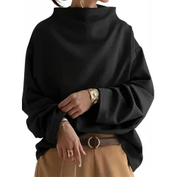 Kadın Uzun Kollu Geniş Balıkçı Yaka Modal Bluz