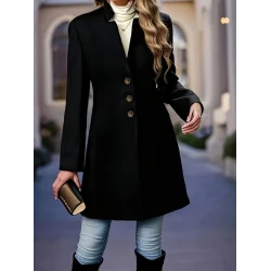 Kadın Uzun Kollu Hakim Yakalı önden Düğmeli Ithal Kaşe Astarsız Kısa Kaban