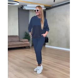 Kadın Uzun Kollu Kapşonlu Viskon Iki Iplik Bluz Ve Pantolon Ikili Takım