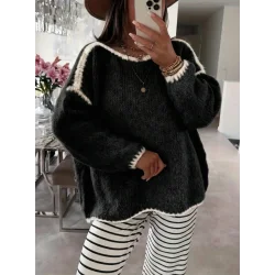 Kadın Uzun Kollu Kayık Yaka Triko Bluz