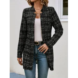 Kadın Uzun Kollu Kırlangıç Yaka önü Açık şanel Ceket