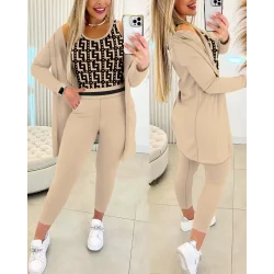 Kadın Uzun Kollu Krep üçlü Takım