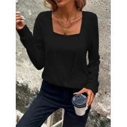 Kadın Uzun Kollu Kruvaze Yaka Kol Ve Etek Ucu Manşet Detay Yumoş Bluz