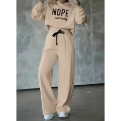 Kadın Uzun Kollu Nope Baskılı Beli Ribanalı Ikili Takım