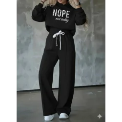 Kadın Uzun Kollu Nope Baskılı Beli Ribanalı Ikili Takım