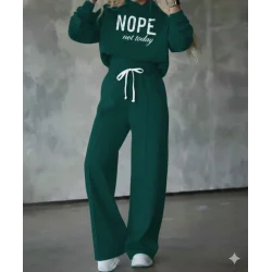 Kadın Uzun Kollu Nope Baskılı Beli Ribanalı Ikili Takım