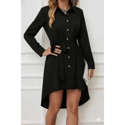 Kadın Uzun Kollu ön Kısım Kısım Arka Kısım Uzun Trikoton Gömlek Elbise