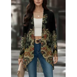 Kadın Uzun Kollu önü Açık Desenli şardonlu Dalgıç Ceket