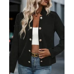 Kadın Uzun Kollu önü Açık Düğmeli Scuba Dalgıç Ceket